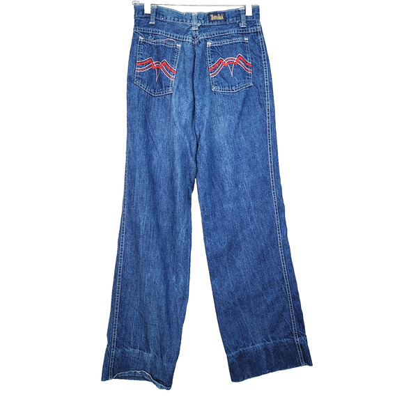 Vintage 70s–80s Touché Jeans Women’s SZ 11 High Rise Wide Leg Denim Embroidered - Picture 3 of 11